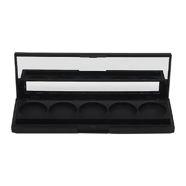 MERIGLARE 5 Grids Makeup Powder Eyeshadow Blusher Lip Gloss Palette Case w/ Mirror Matte Type D - Matte Black
