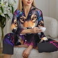 thumbnail image 6 of Fotbe Colorful Wolf Head Pattern Long Sleeve Pajama Set for Women,Sleepwear Set,2-piece Loungewear Set,Soft PJs Comfy Nightwear with Pockets -Medium, 6 of 7