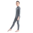 thumbnail image 2 of Yruioon Kids Girls One Piece Ballet Dance Gymnastic Leotard Full Body Catsuit Long Sleeve Jumpsuits Dark Grey 5-6, 2 of 7