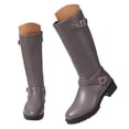 thumbnail image 3 of UngA Womens Boots Low Heel Riding Boots With Side Zipper Dressy Shoes Mid-Calf Boots for Women Grey,Size 6.5, 3 of 6