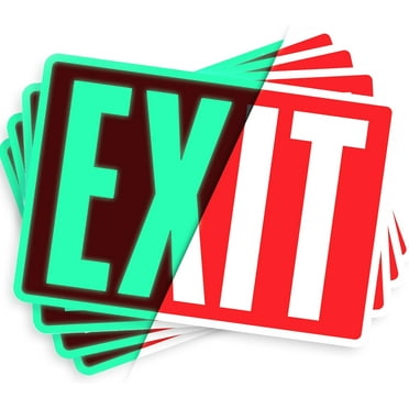 Assured Signs Exit Sign Stickers | 4 Pack | 12" by 7" | 5 Mil Vinyl | Red and White