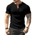 thumbnail image 5 of Homeyce Short Sleeve Muscle T Shirt for Men V-Neck Slim Fit Casual Muscle Henley Shirt Ribbed Short Sleeve T-Shirts Solid Color Medium Weight Tee Shirts,Black 2XL, 5 of 5