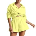 thumbnail image 3 of TAIAOJING Women's Two Piece Outfits Workout Pants SetsWomens 2 Piece Tracksuit Outfit Sets High Low Shirt And Drawstring Casual Shorts Set, 3 of 9