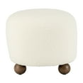 thumbnail image 6 of Decorative Round Ottoman with Ball Feet for Living Room - Home Decor Accent for Office, Entryway, and Foot Rest Stool - Vanity Chair for Bedroom or Reading Nook Decor - 17", Ivory & Tan, 6 of 11