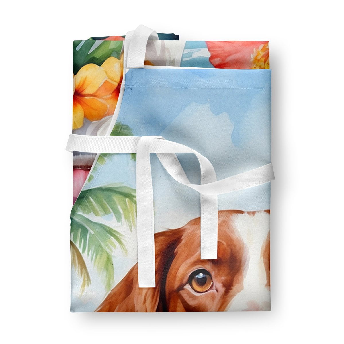 Brittany Spaniel Luau Apron 27 in x 30 in
