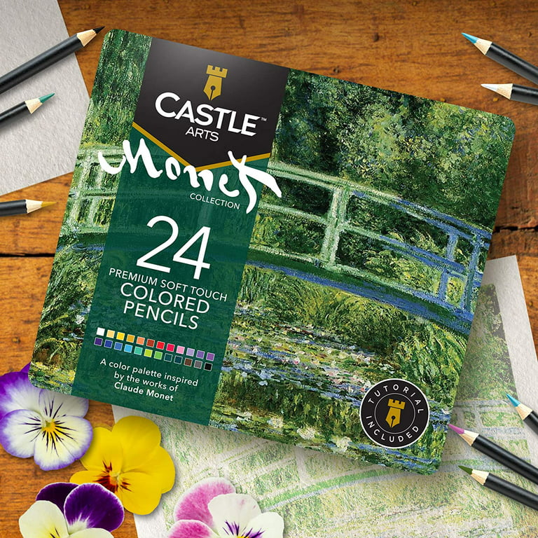 Castle Arts Themed 24 Colored Pencil Set in Tin Box, Perfect