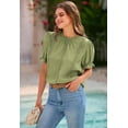 thumbnail image 4 of PRETTYGARDEN Womens Summer Tops Trendy Mock Neck Puff Sleeve Blouse Dressy Casual Business Western Shirts Spring Clothes, 4 of 9