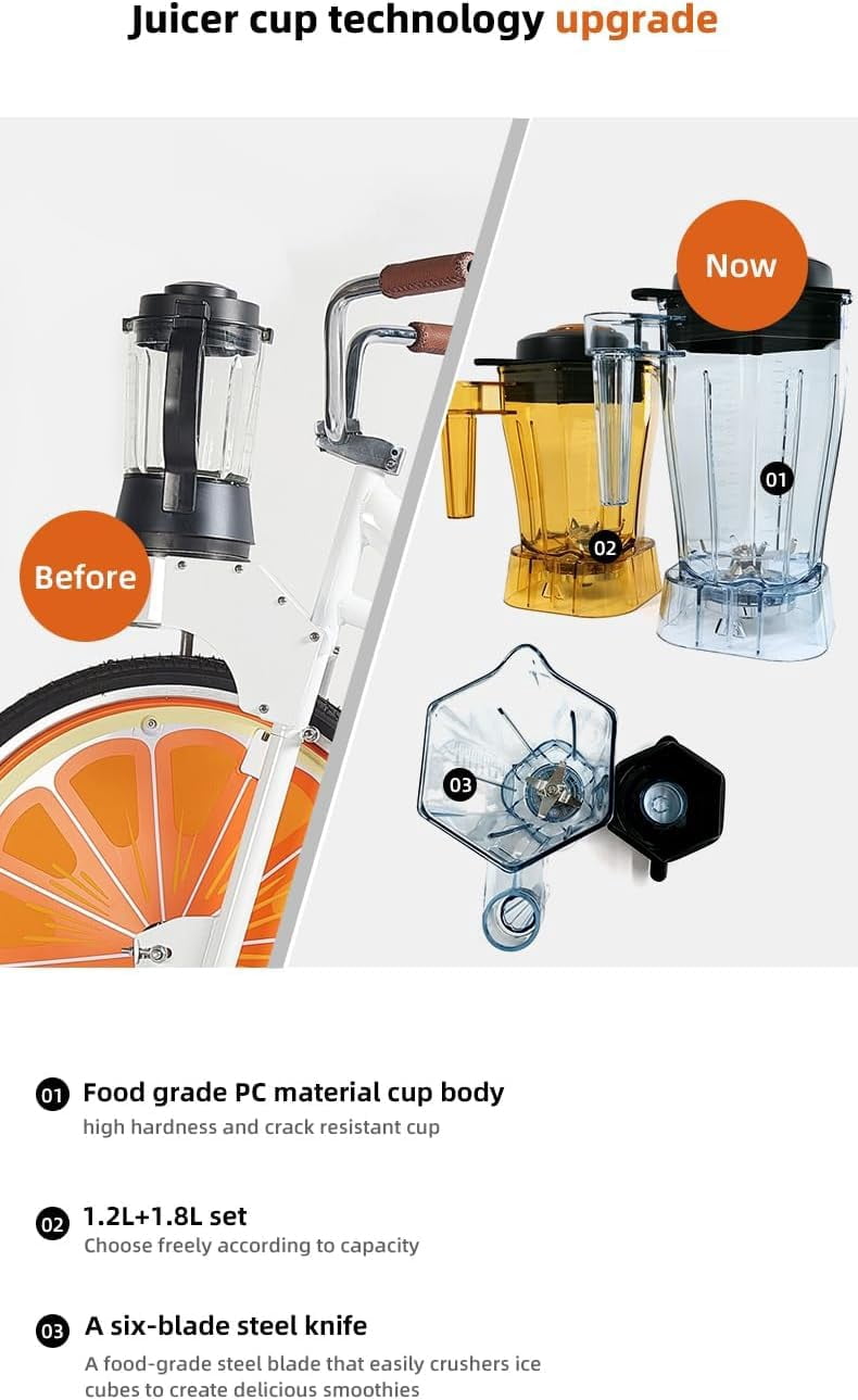 Blender Bike for Fitness, Smoothie Bike Juicer with Pedal, Stationary Bicycle for Party, Carnival, Camping, Indoor & Outdoor Use, Pink