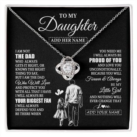 Daughter Biggest Fan Dad Necklace, White Love Knot Necklace