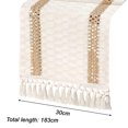 thumbnail image 2 of Camino de mesa rústico de 72 pulgadas de largo con borlas para decoración del hogar, estilo granja, de arpillera de macramé color crema y marrón, decoración de mesa otoñal para sala de estar,, 2 of 5
