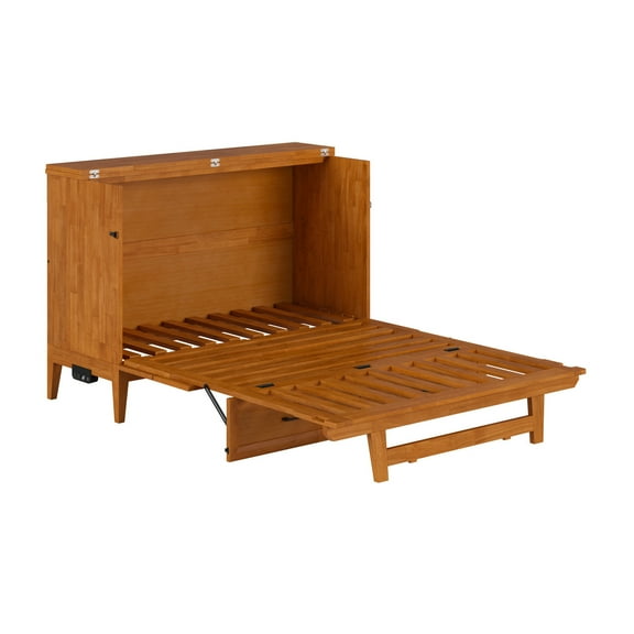 Solid Wood Murphy Bed Chest with MattressCharger - Full Size BedSpace Saving Furniture