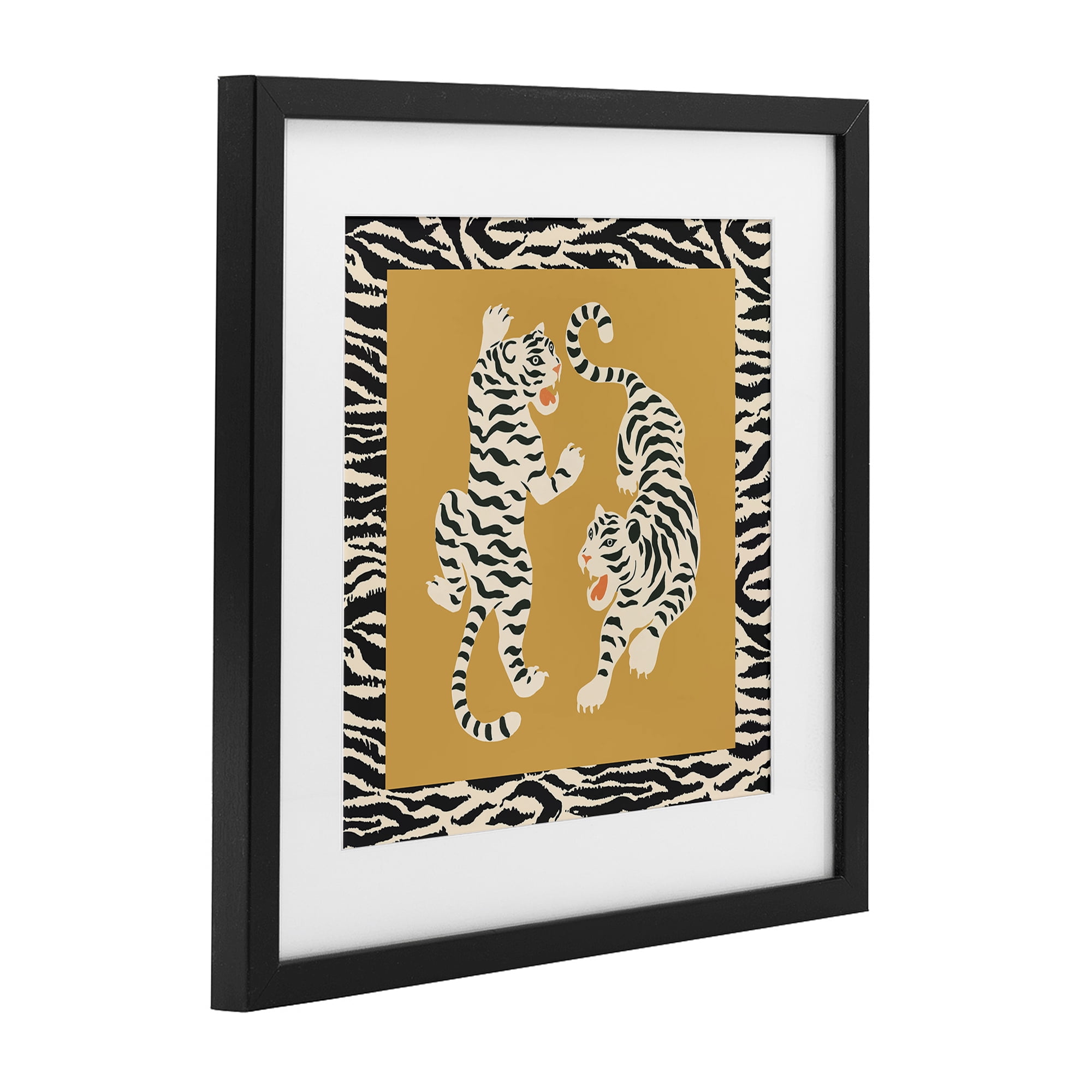 Stupell Industries Boho Twin Tiger Stripes Black Framed Print Under Glass, design by Karolina Sato
