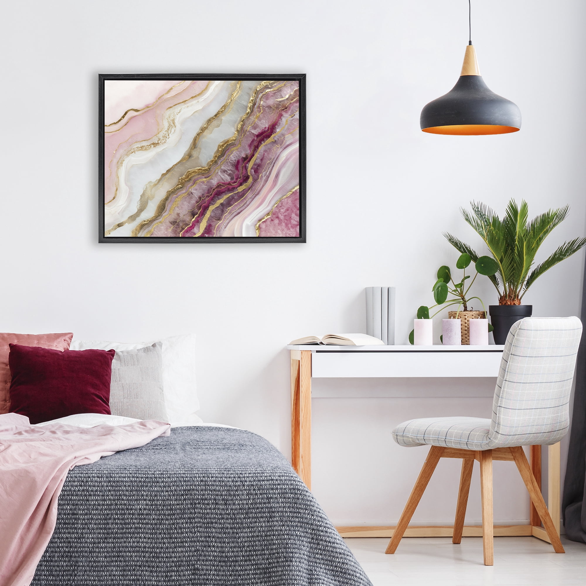 Stupell Industries Frozen Petal Stone Black Framed Floater Canvas Wall Art, design by Svetlana Aleynikova