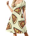 thumbnail image 1 of Pepperoni Robe Sans Manches Motif Pizza Vêtements d'Été pour Femmes Robes de Cérémonie, 1 of 4