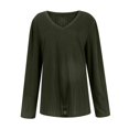 thumbnail image 3 of Coat for WomenWomen's Fashion Casual V-Neck Long Sleeve T-Shirt Solid Color Pullover Top, 3 of 4