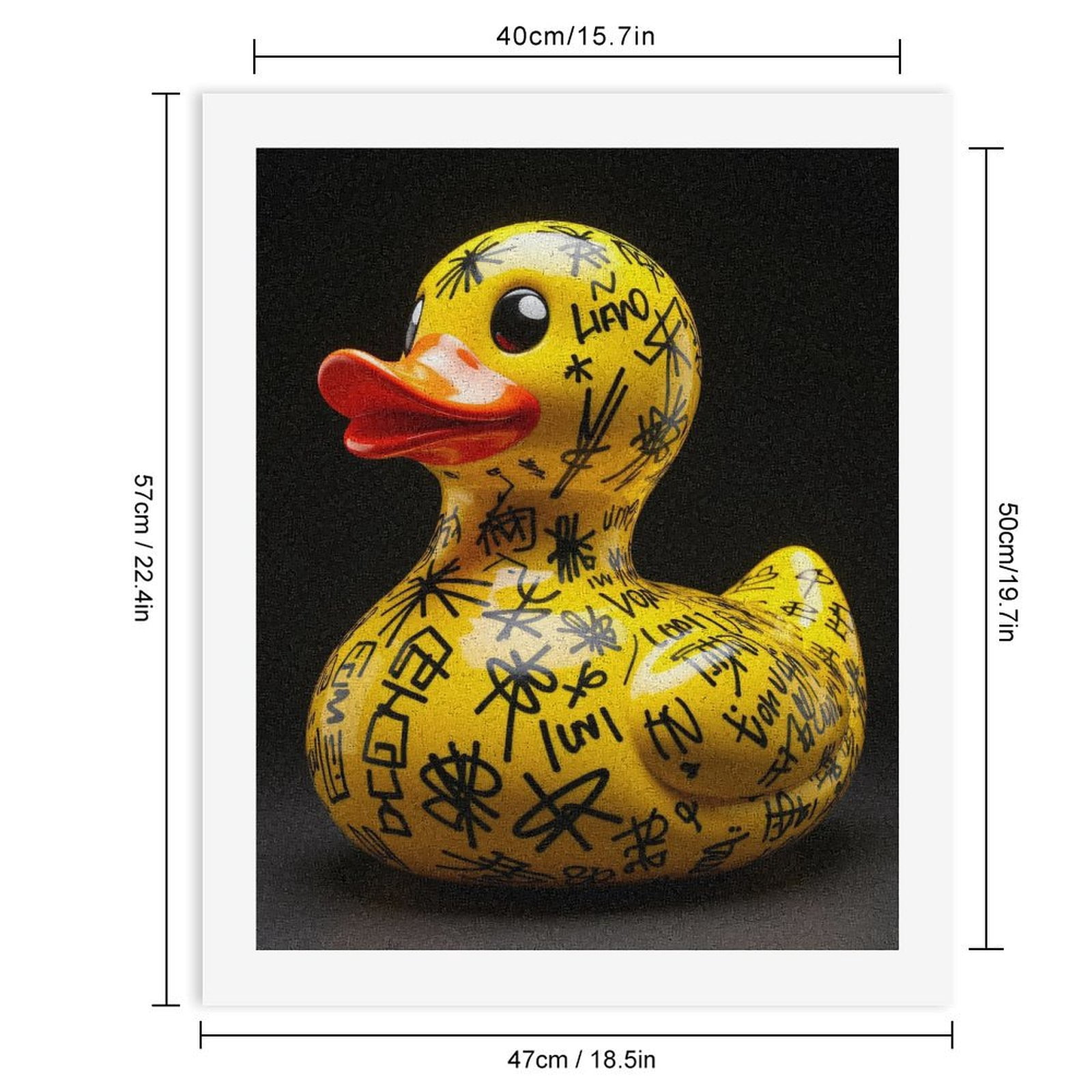 Paint By Numbers Kit for Adults Beginner - DIY Yellow Rubber Duck Graffiti Art Canvas Painting Kits for Adults, Frameless Paint By Number for Adults for Home Wall Decor 16x20 Inch