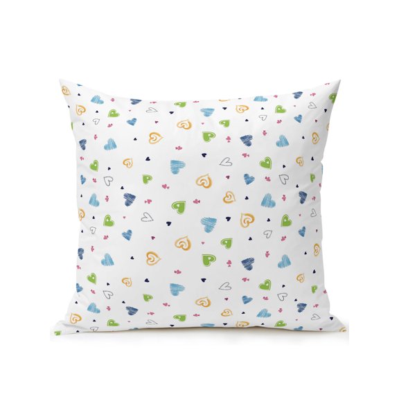 Outdoor Pillows Waterproof, Blue Love Heart Bedding Throw Pillows with Insert for Couch Sofa Bed, Cartoon Cute Modern Art 16x16 Inch Pillowcases Decorative Camping Patio Pillow Set of 1