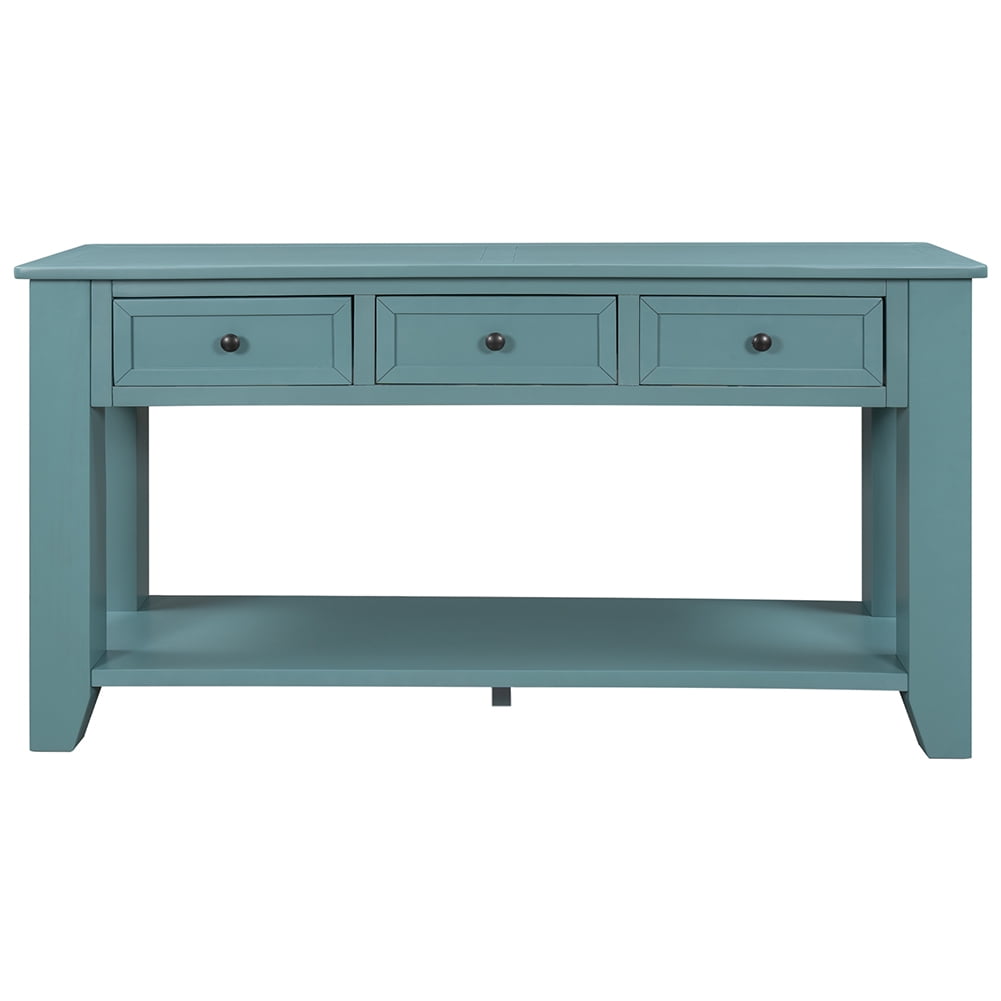Lowestbest 55" Modern Console Table, Entryway Side Table with 3 Drawers and 1 Shelf for Bedrooms and Hallway (Green) Lowestbest 55" Modern Console Table, Entryway Side Table with 3 Drawers and 1 Shelf for Bedrooms and Hallway (Green)
