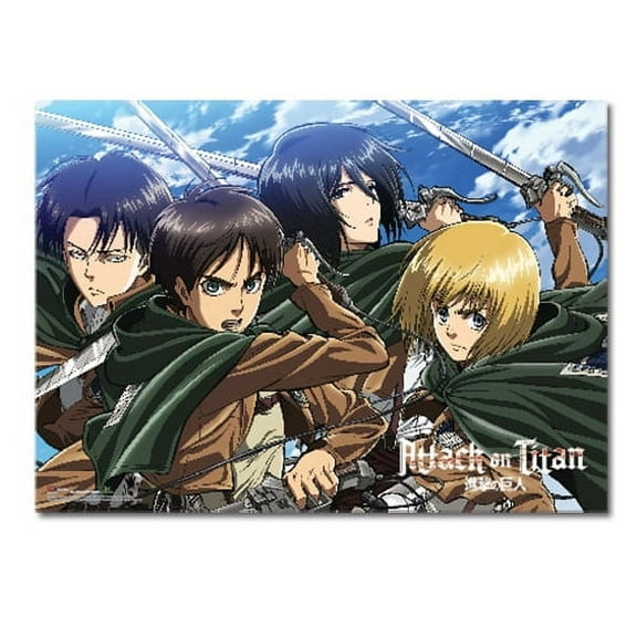 Wall Scroll - Attack on Titan - New Levi Eren, Mikasa, Armin Anime ge60829