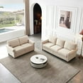 thumbnail image 2 of Living Room Sofa Set of 2, Upholstered Loveseat and 3-seat Sofa with Under-seat Storage Space and Nailhead Trim Armrest, 2pcs Sofa Set with Thicken Back Cushion and Rubber Wood Legs, Beige, 2 of 7