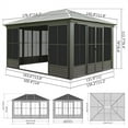thumbnail image 2 of Mondawe 12x14FT Outdoor Sunroom - Galvanized Steel Hardtop Gazebo, Lockable Door & Movable PC Screen for Patio Backyard, 2 of 8