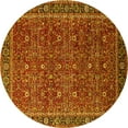 thumbnail image 1 of Ahgly Company Indoor Round Oriental Yellow Traditional Area Rugs, 5' Round, 1 of 4