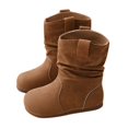 thumbnail image 3 of Otqutp Kids Mid Calf Boots for Girls aux Suede Ruched Tall Boots with Pull Tabs Soft Flat Non Slip Rubber Sole Boots Autumn Winter Outdoor Wear, 3 of 8