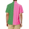 thumbnail image 3 of INSPIRE CHIC Men's Summer Polka Dots Patchwork Short Sleeves Button Down Shirts S Pink Green, 3 of 6