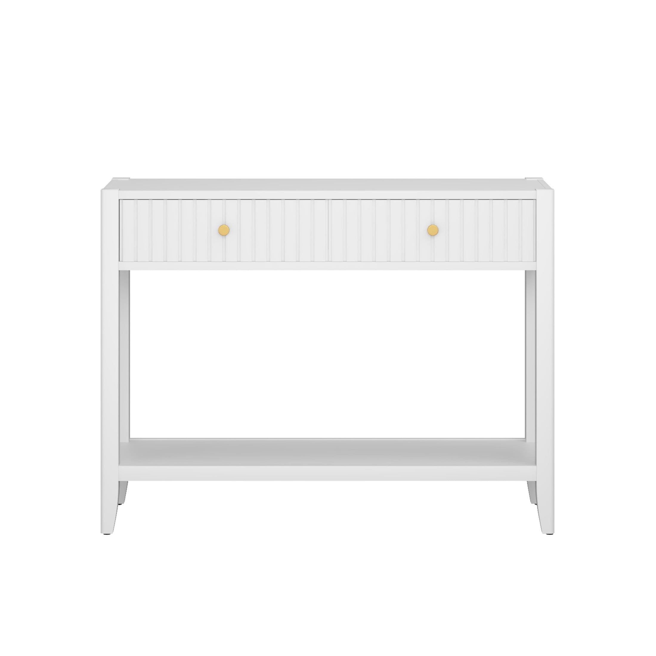 Noble House Narrow Wooden Console Table, Entryway Accent Sofa Table with Hidden Drawers and Storage Shelf, White