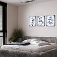 thumbnail image 4 of KREATIVE ARTS 3 Pieces Canvas Wall Art Navy Blue and Grey Flower Painting Art Prints Vintage Floral Picture Artwork Modern Bedroom Bathroom Wall Decor Framed Ready to Hang Each Panel 12x16 Inches, 4 of 7