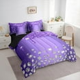thumbnail image 3 of Feelyou Chic Bling Diamond Bedding Comforter Set 7 Pieces, Purple Sequin Print Full Bedding Set, Modern Fashion Reversible Fitted Sheet Flat Sheet, Luxury Bedroom Decor, 3 of 7