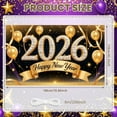 thumbnail image 2 of Golden Theme Happy New Year Banner Sparkling Crystal 2026 New Year Display Glittering Stars Gold Balloons New Year Backdrop for New Year Party 2026 Celebration Indoor Decoration, 2 of 8