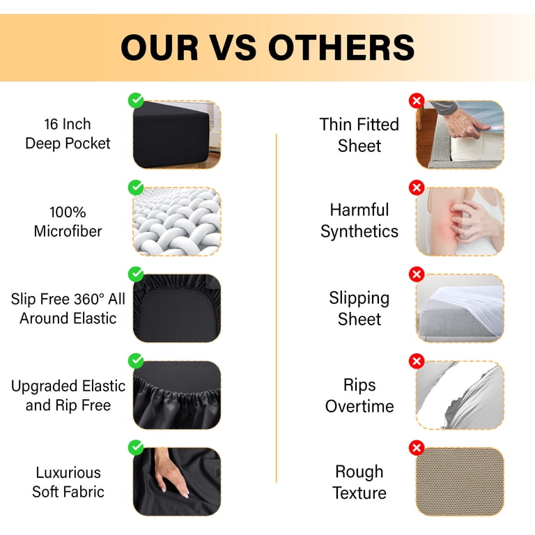 Lux Decor King Microfiber Sheet Set, 6-Piece Black photo 8