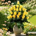 thumbnail image 7 of Yellow Artificial Roses for Outdoors, Plastic Cemetery Flowers, 18.5-Inch Ground Insert for Gravesite Decor, 7 of 7