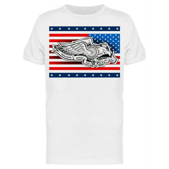 Eagle With Motorbike, Wings T-Shirt Men -Image by Shutterstock Men T-Shirt, Male Medium