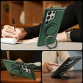 thumbnail image 6 of Allytechgroup Magnetic Case for Samsung Galaxy S22 Ultra, Built-in Invisible 360° Rotatable Kickstand, Compatible with MagSafe, PU Leather Slim Shockproof Protective Phone Case Cover, Darkgreen, 6 of 6