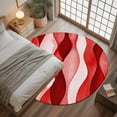 thumbnail image 3 of 3ft Round Rug, Red Striped Non-Skid Rubber Backing Large Area Rugs - Living Room Bedroom Home Office, Modern Gradient Geometric Ripple Stripes Indoor Floor Mat Carpets Washable Rug, 3 of 9