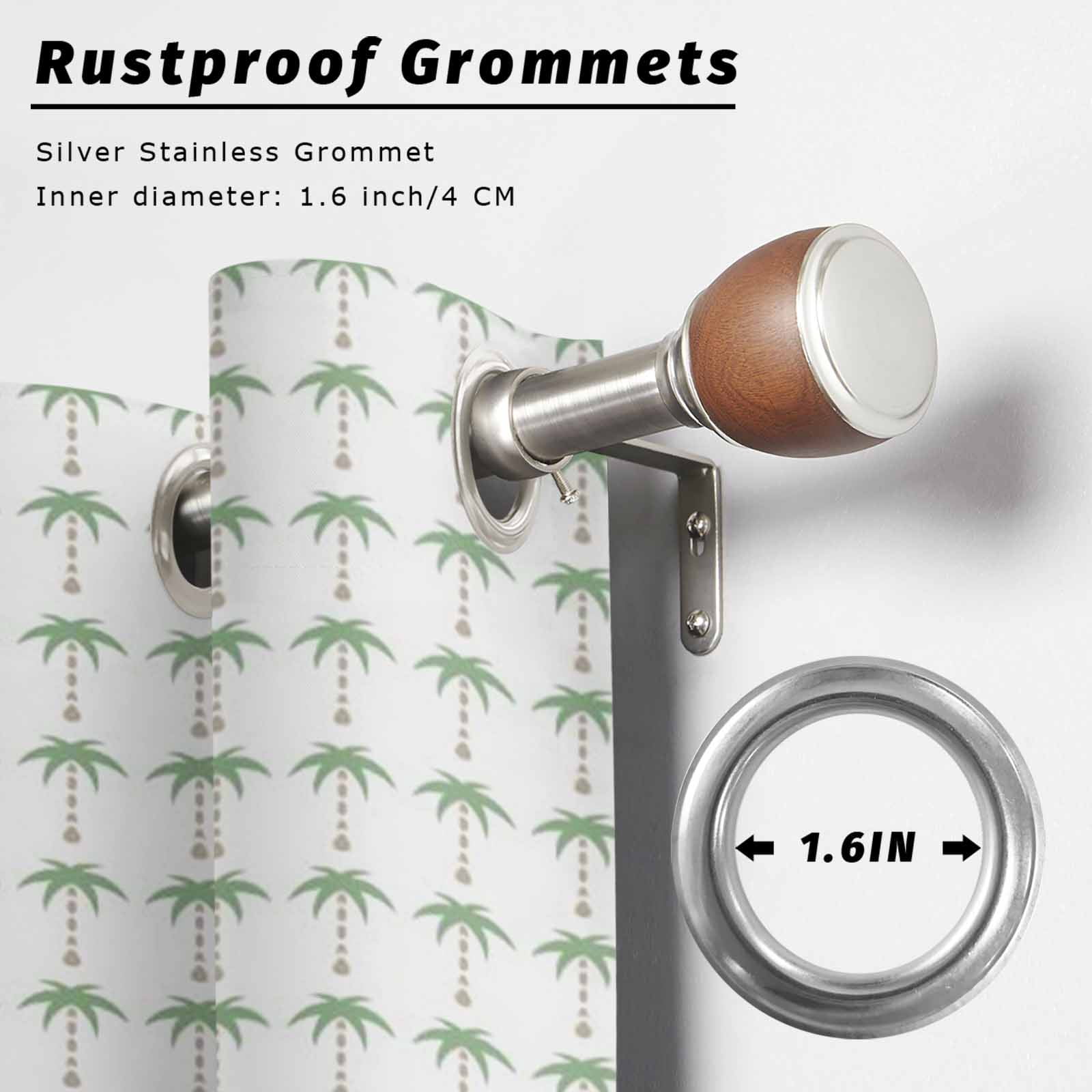 Palm Trees Outdoor Curtains for Patio, Summer Vintage Nautical Coastal Beach Ocean Green Tree Sunshade Privacy Drapes Grommet Waterproof Outside Curtains for Porch/Cabana/Balcony 54"x 108", 1 Panel