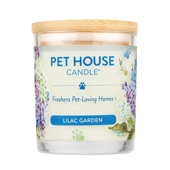 One Fur All Pet House Lilac Garden Pet Odor Eliminating Soy Wax Jar Candle, 9 oz, Up to 60-Hour Burn