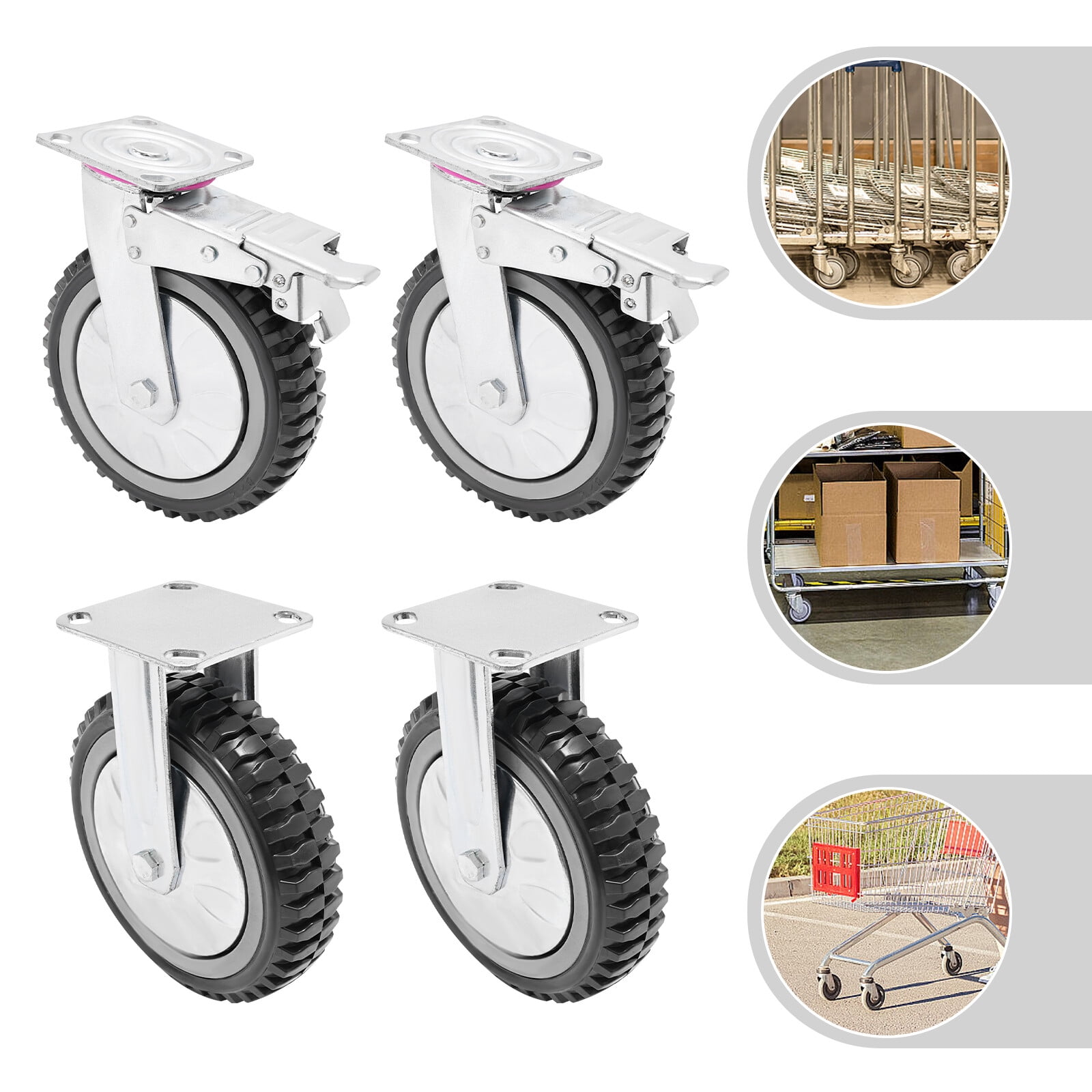 4 PCS Caster Wheels 8 inch Heavy Duty Caster Wheel Trolleys Cart Wheel 600kg PVC
