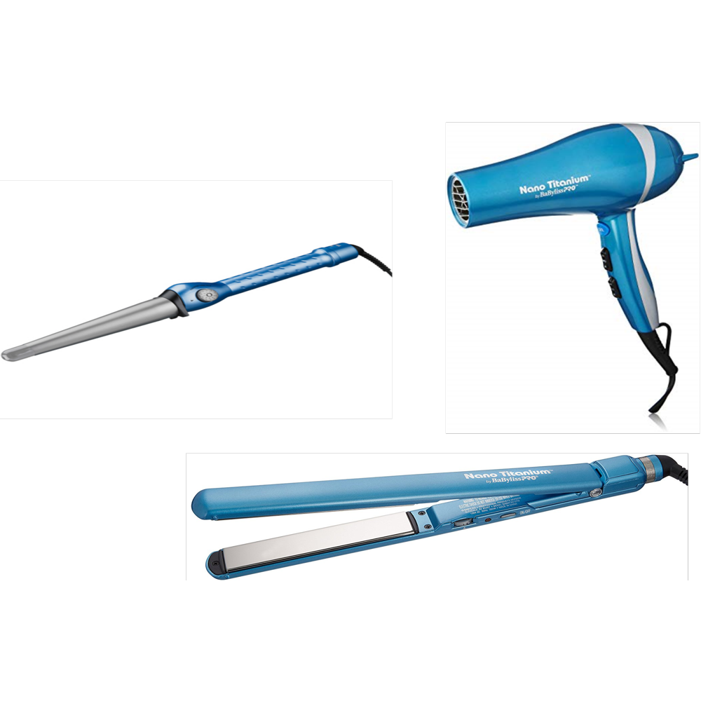 BaBylissPRO Babyliss Nano Titanium Professional Hair Dryer, Straightening Iron and Curling