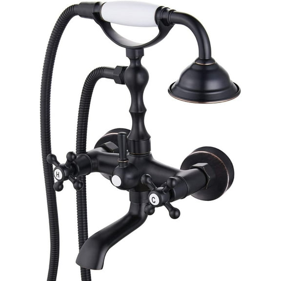 Clawfoot Bathtub Faucet Wall Mount with Hand Held Shower Faucet Set Tub Filler