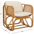 thumbnail image 3 of Safavieh Brauner Modern Rattan and Fabric Dining Arm Chairs, Natural/White, 3 of 6