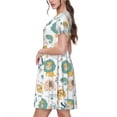 thumbnail image 2 of Lsque Scandinavian Africa Print Women's Casual Dress T-Shirt Summer Short Sleeve Scoop Neck Swing Dresses, 2 of 6