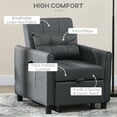 thumbnail image 3 of HOMCOM 3-in-1 Convertible Chair Bed, Multi-Functional Single Sofa Bed, Pull Out Sleeper Chair with Adjustable Backrest, Pillow, and Pockets, Gray, 3 of 9