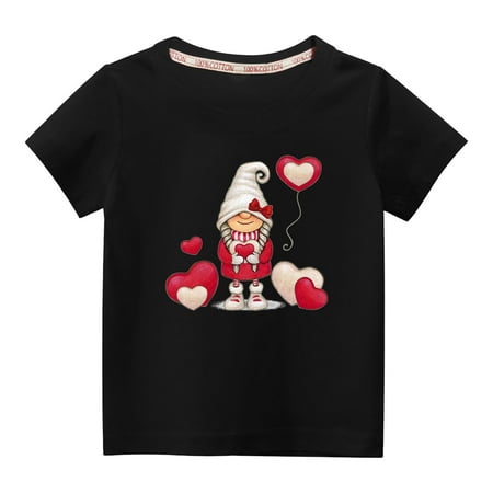 

Penkiiy Toddler Kids Boys Girls Fashion Cute Round Neck Print Short Sleeve Top 4-5 Years Black