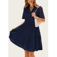 thumbnail image 7 of PRETTYGARDEN Women's Short Sleeve Mini Dress Summer V Neck Hollow Out Eyelet Ruffle A Line Swing Short Dresses, 7 of 7