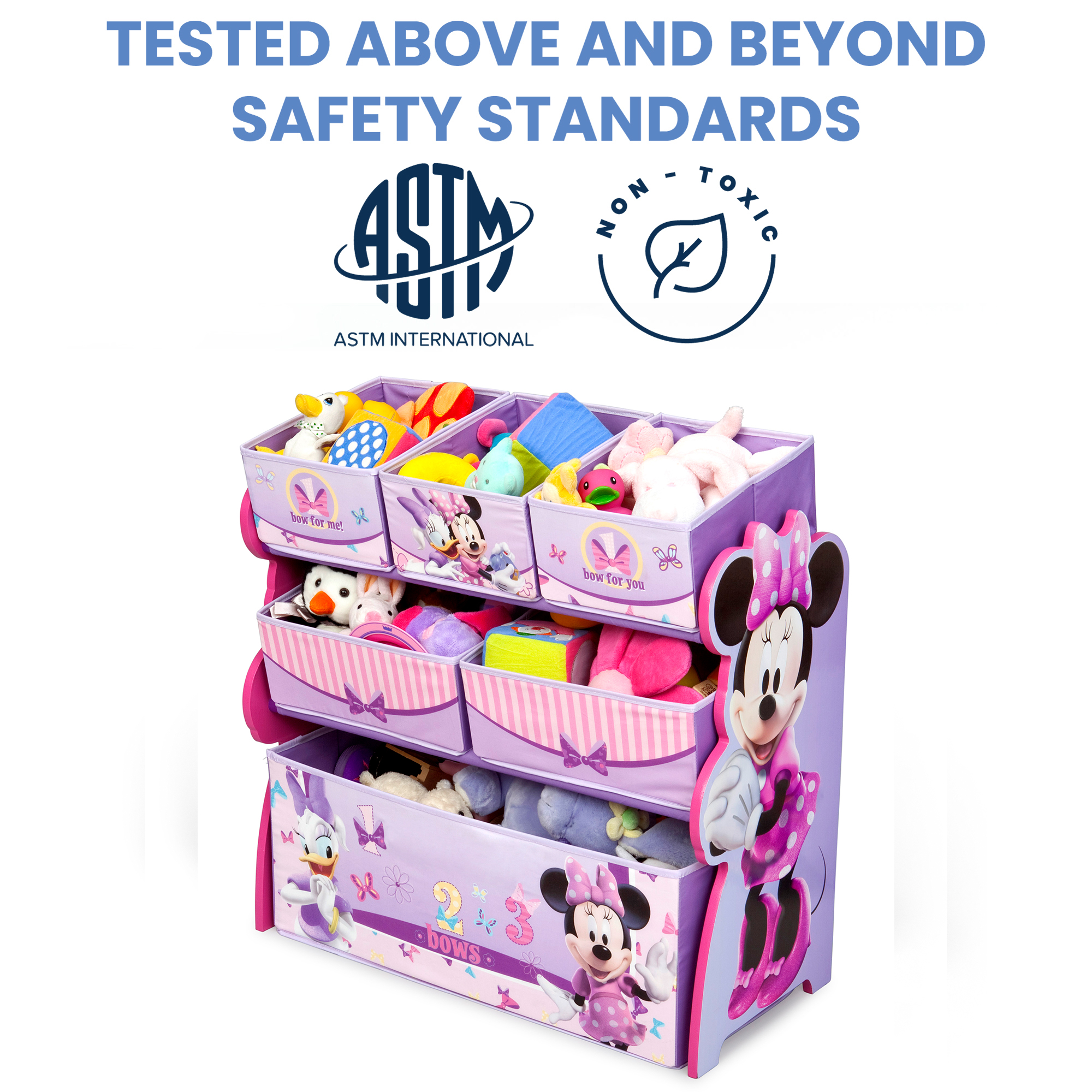 Delta Children Minnie Mouse Wooden Sling Multi Bin Toy Storage Organizer, Pink - image 4 of 7