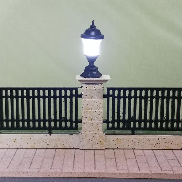 Conjunto de 10 Mini Modelos de Postes de Lámpara HO OO para Modelismo con Luces LED 3V - Tamaño 79 Pulgadas