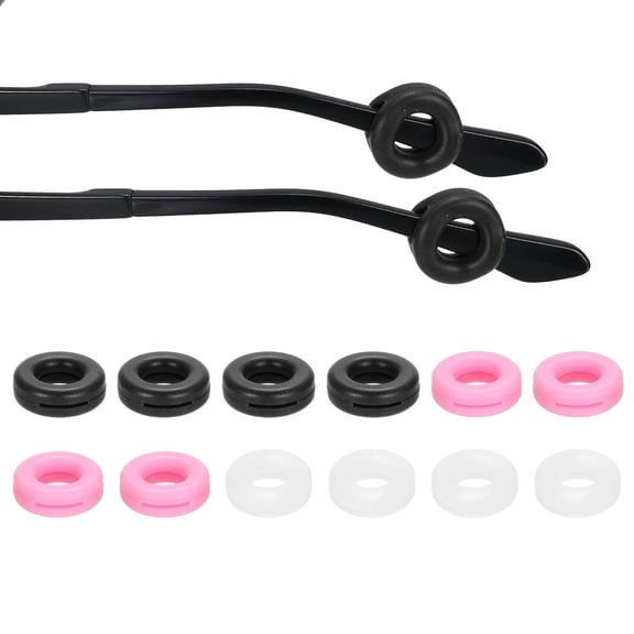 Glasses Ear Grips 12 Pair Anti Slip Eyeglass Ear Hooks Holder Eyeglass Slip Preventer Sunglasses Accessories Replacement for Men Women, Black/White/Pink